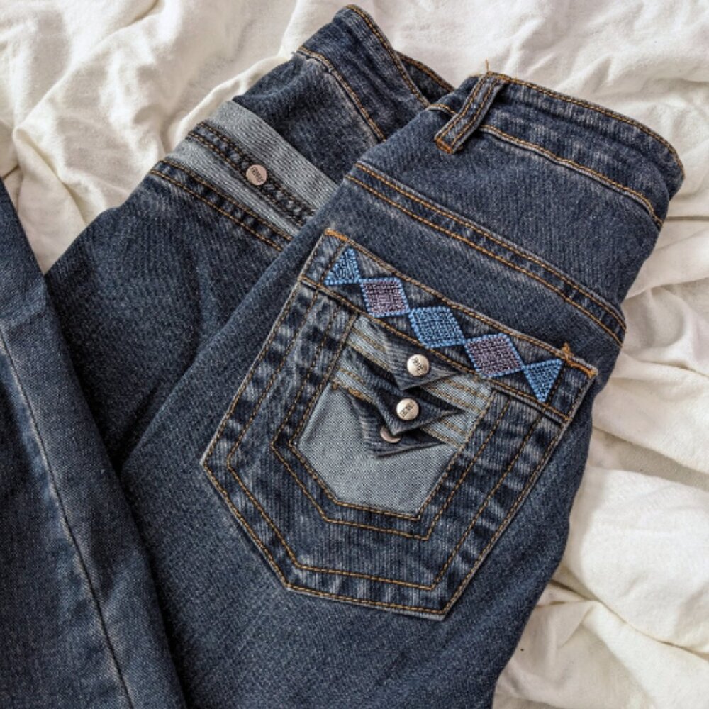 patterned & gold stitch jeans | womens embroidered jeans